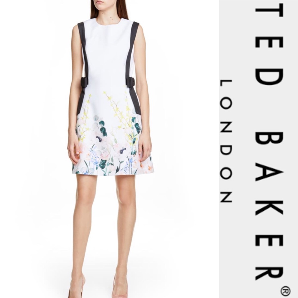 Ted Baker Floral Print Bow A-Line Dress*NWT - Picture 1 of 8